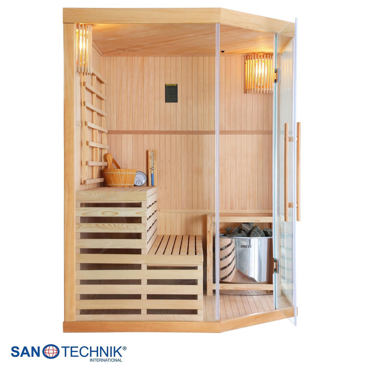 SAUNA für 3 Personen  - Basics, Holz (150/200/150cm)