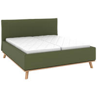 POLSTERBETT 160/200 cm,  in Dunkelgrün, Matratze, Lattenrost, Bettkasten, H2 + H3 = mittel + fest  - Dunkelgrün/Eichefarben, Design, Holz/Textil (160/200cm) - Musterring
