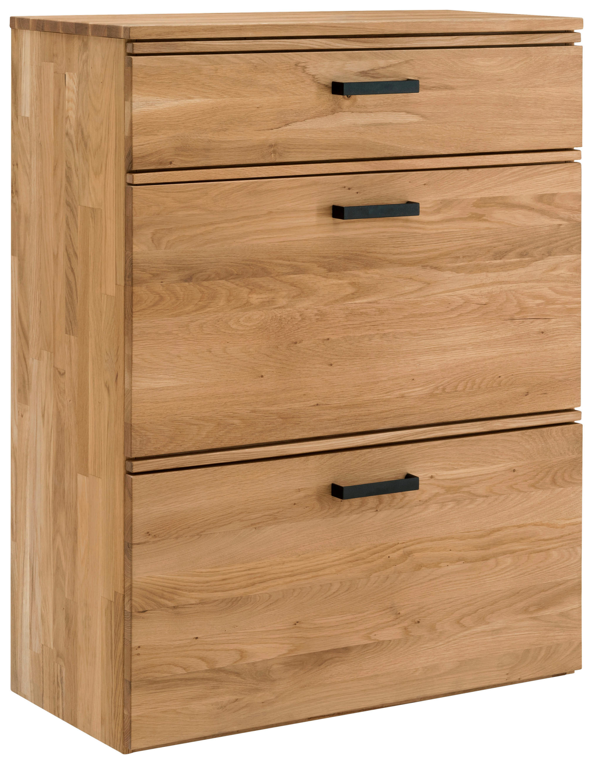 SCHUHSCHRANK Wildeiche massiv, Hartholz Eichefarben  - Eichefarben/Schwarz, MODERN, Holz/Metall (80/109/39cm)