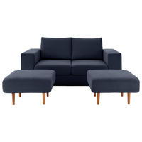 2,5-SITZER inkl. Hocker LOOKS V-1 Webstoff Dunkelblau  - Eichefarben/Dunkelblau, Design, Holz/Textil (192/96/107cm) - LOOKS by W.Joop