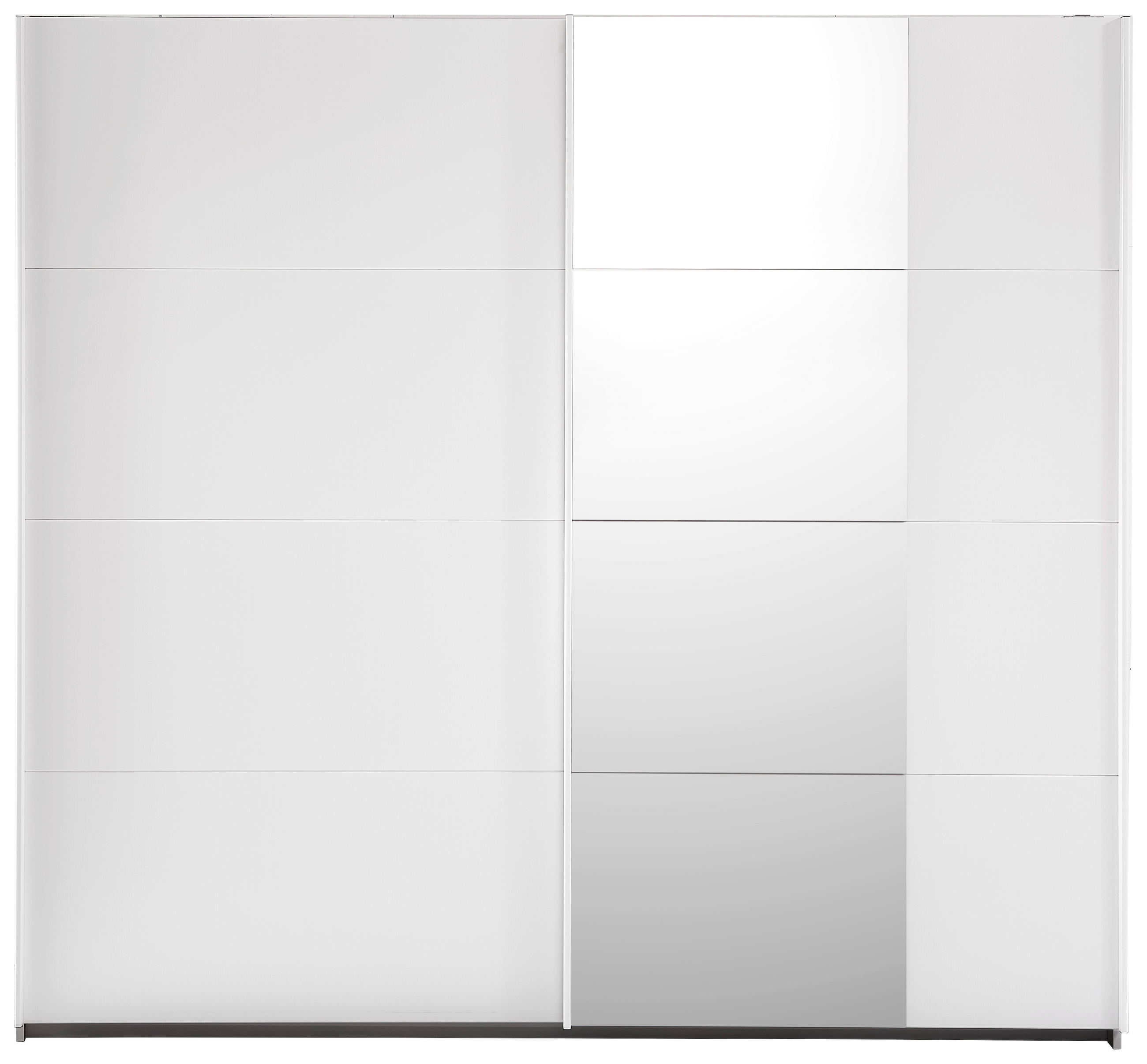 SCHWEBETÜRENSCHRANK in Weiss  - Weiss/Alufarben, Konventionell, Glas/Holzwerkstoff (226/210/62cm) - Ti'me