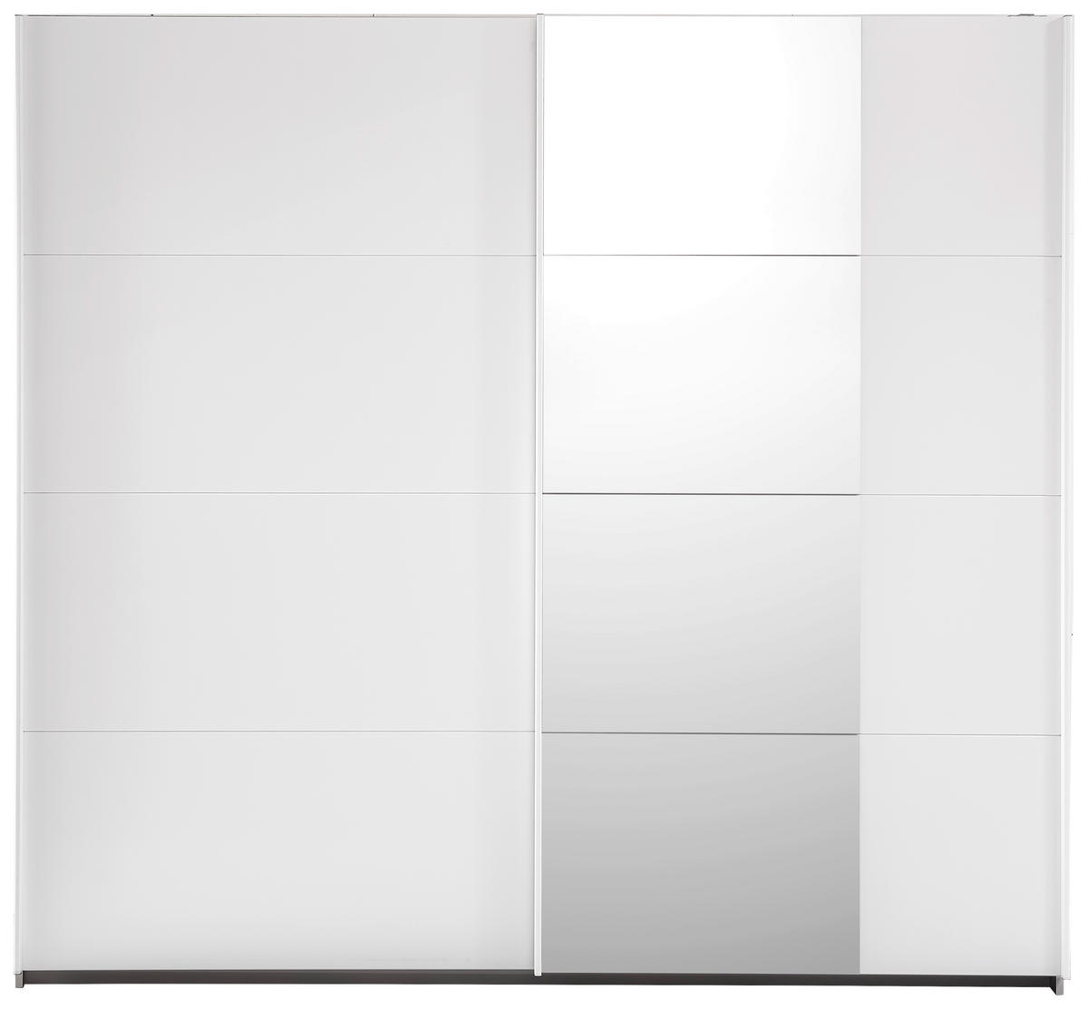 SCHWEBETÜRENSCHRANK 226/210/62 cm Weiß  - Alufarben/Weiß, KONVENTIONELL, Glas/Holzwerkstoff (226/210/62cm) - Ti'me