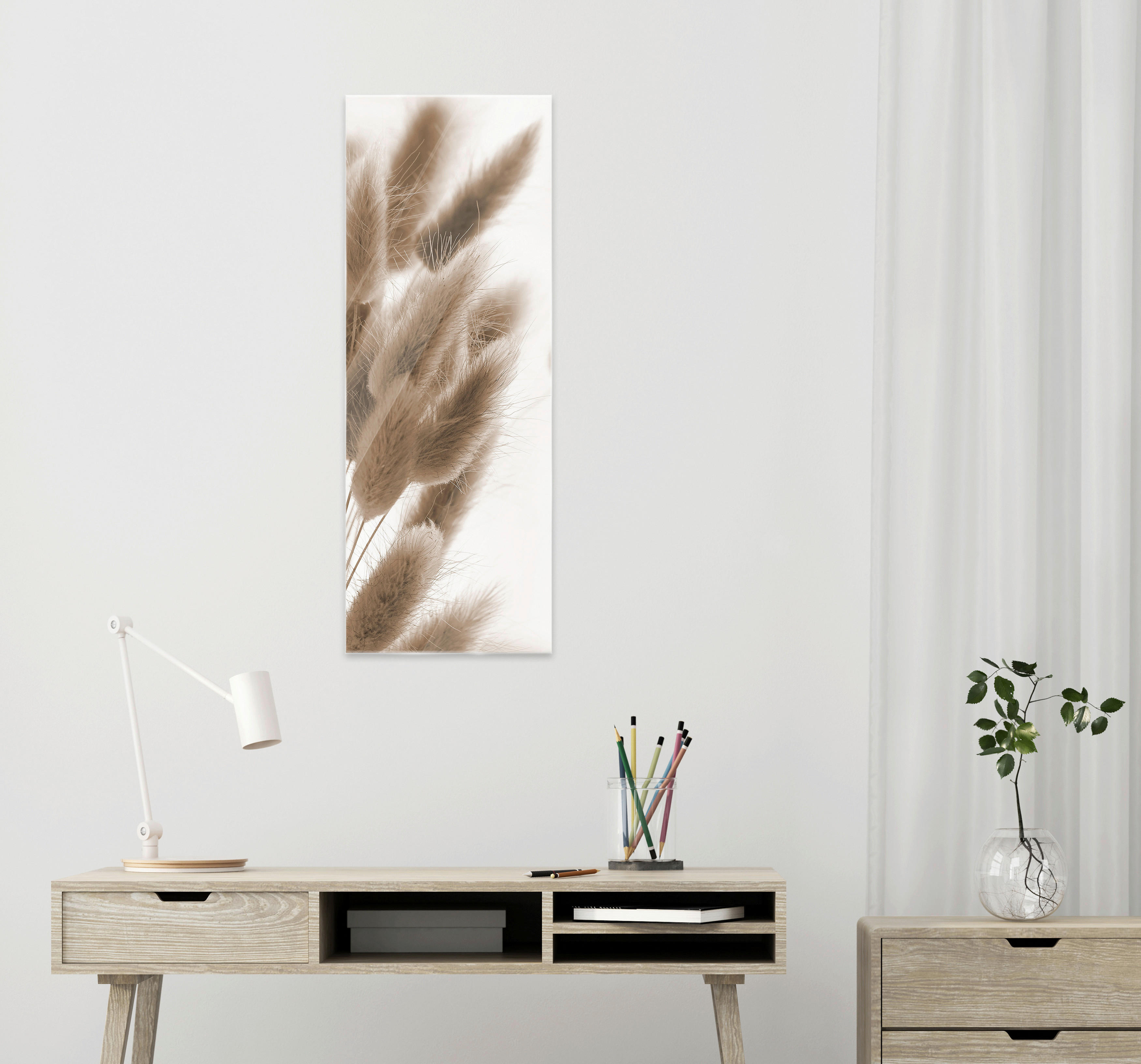 OBRAZ NA SKLE, rostliny, 30/80/1,40 cm - bílá/přírodní barvy, Natur, sklo (30/80/1,40cm) - Euroart