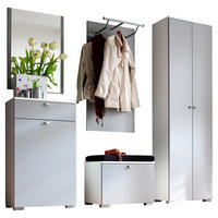 GARDEROBE 6-teilig  in 210/200/42 cm  - Weiß/Grau, Design, Glas/Holzwerkstoff (210/200/42cm) - Moderano