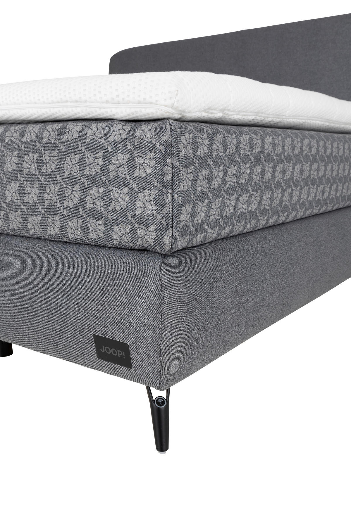 BOXSPRINGBETT 200/200 cm,  in Grau, Hellgrau, gepolstertes Kopfteil, Matratzen, H2 + H3 = mittel + fest  - Hellgrau/Schwarz, MODERN, Textil/Metall (200/200cm) - Joop!