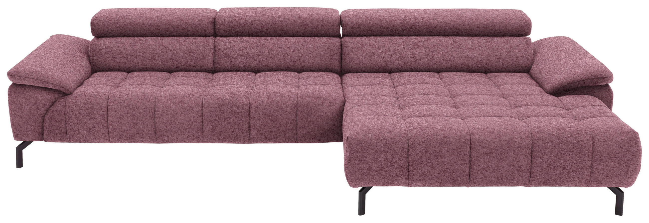 ECKSOFA in Webstoff Rot  - Rot/Schwarz, Design, Textil/Metall (329/190cm) - Beldomo Style