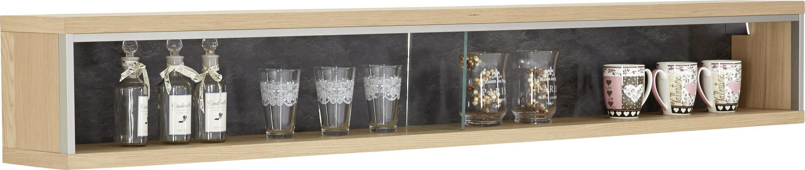 VÄGGHYLLPLAN 184/27/23 cm  - stålfärgad/skifferfärgad, Klassisk, metall/trä (184/27/23cm) - MID.YOU