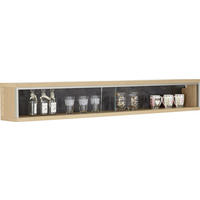 WANDREGAL 184/27/23 cm  - Schieferfarben/Edelstahlfarben, Konventionell, Glas/Holz (184/27/23cm) - MID.YOU