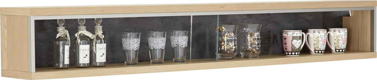 WANDREGAL 184/27/23 cm  - Schieferfarben/Edelstahlfarben, Konventionell, Glas/Holz (184/27/23cm) - MID.YOU