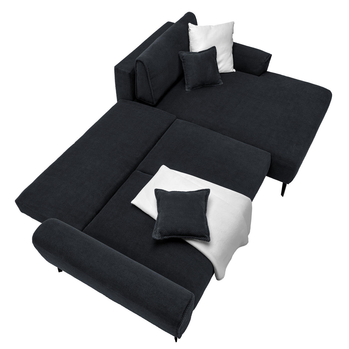 ECKSOFA in Webstoff Anthrazit  - Anthrazit/Schwarz, Design, Textil/Metall (272/170cm) - Welnova