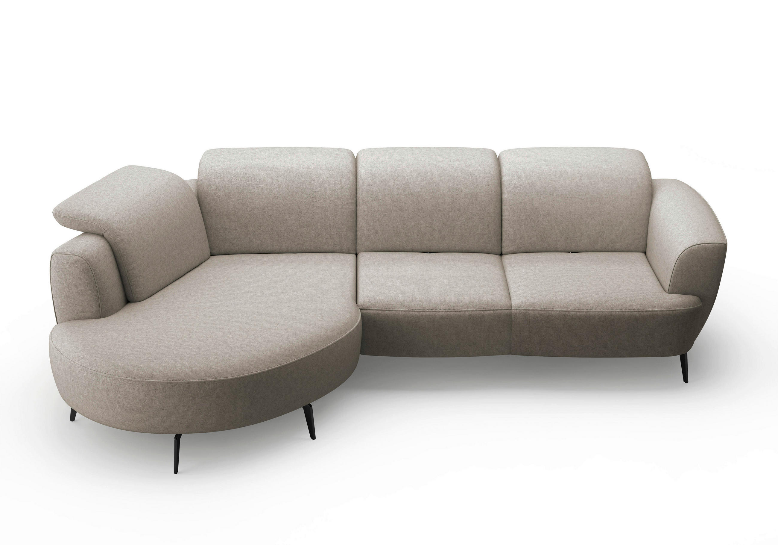 ECKSOFA in Flachgewebe Taupe  - Taupe/Schwarz, Konventionell, Textil/Metall (199/309cm) - Sit & More