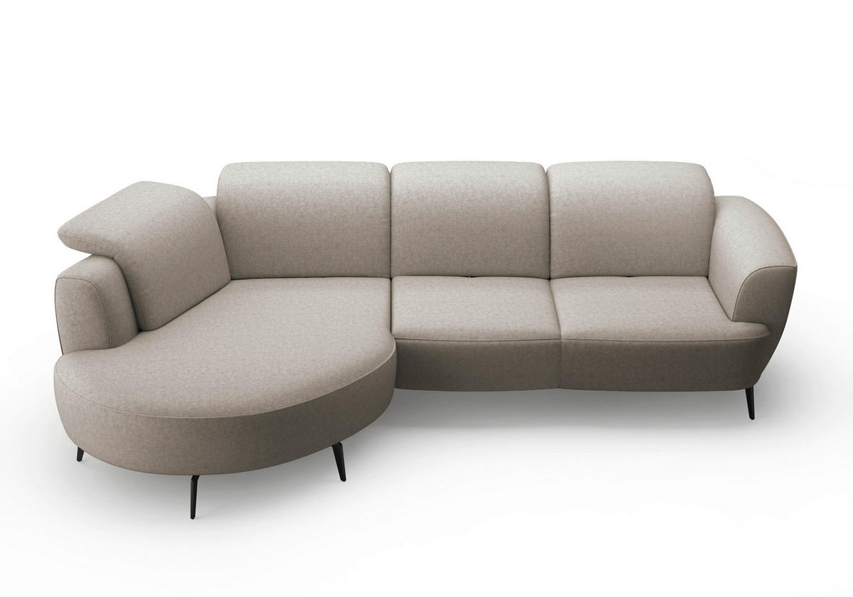 ECKSOFA in Flachgewebe Taupe  - Taupe/Schwarz, Konventionell, Textil/Metall (199/309cm) - Sit & More