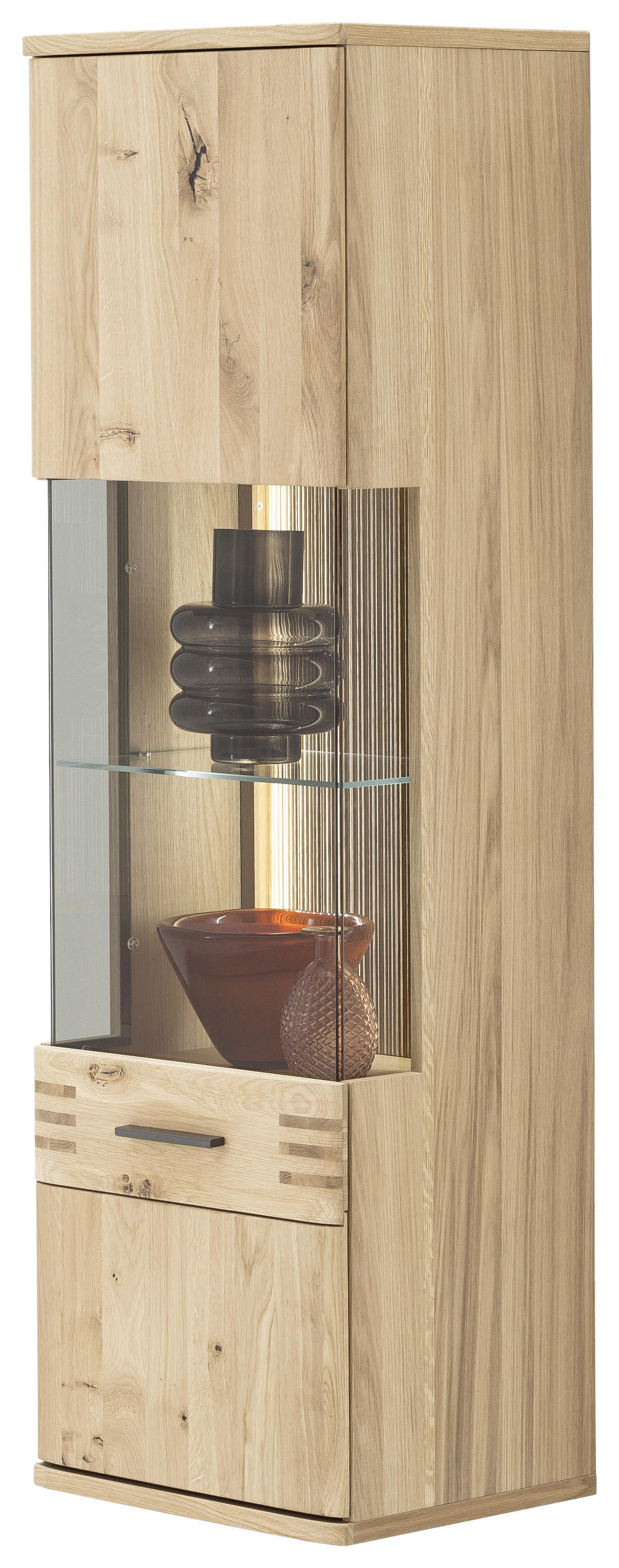 HÄNGEVITRINE in furniert, massiv Balkeneiche Eichefarben  - Eichefarben/Anthrazit, Design, Glas/Holz (45/149/37cm) - Livetastic