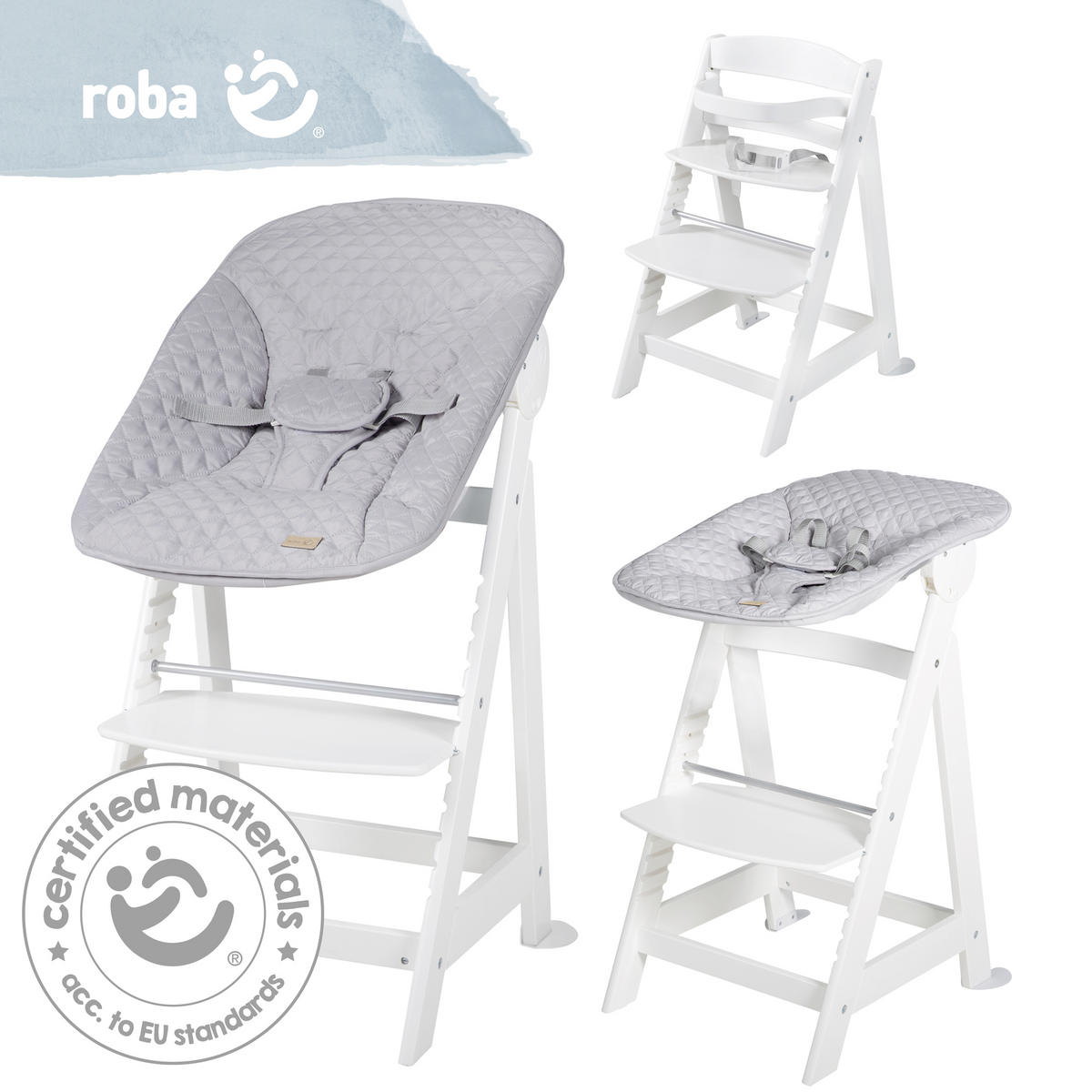 HOCHSTUHL roba Style BornUp Grau, Silberfarben, Weiß Grau/Weiß  - Silberfarben/Weiß, Basics, Holzwerkstoff/Textil (52/94/66,5cm) - Roba