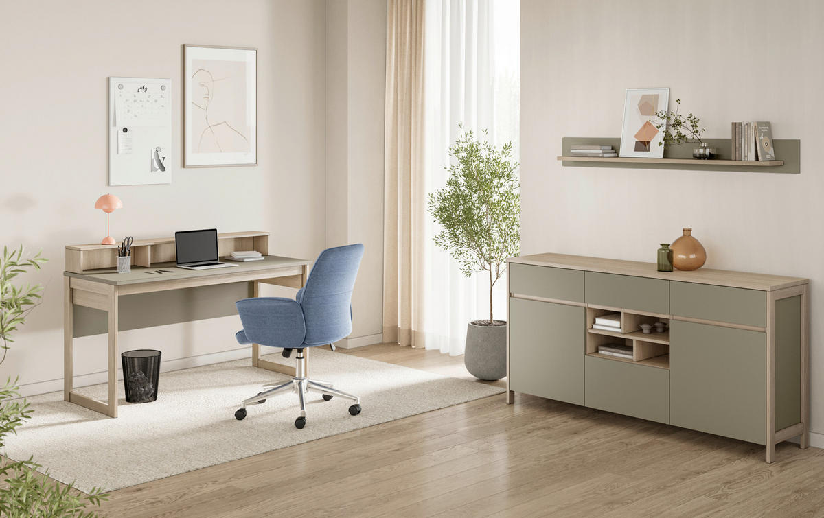 BÜRO erweiterbar, Typenauswahl Eukalyptusholzfarben - Eukalyptusholzfarben, Design, Holzwerkstoff - MID.YOU