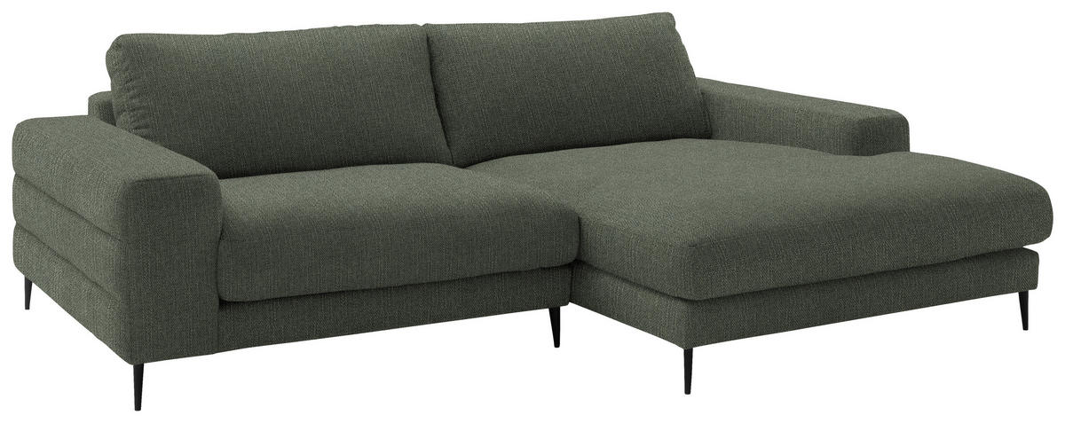 ECKSOFA in Flachgewebe Grün  253/177 cm  - Schwarz/Grün, Design, Textil/Metall (253/177cm) - Dieter Knoll