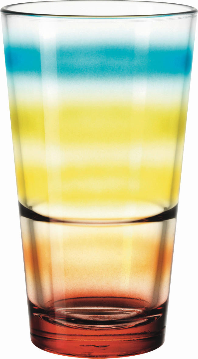 POHÁR NA PITIE - oranžová/modrá, Basics, sklo (330ml) - Leonardo