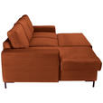 ECKSOFA Rostfarben Cord  inkl. Rückenkissen, Bettkasten, Schlaffunktion, Rücken echt, Liegefläche im Originalstoff  - Rostfarben/Schwarz, KONVENTIONELL, Textil/Metall (150/240cm) - Carryhome