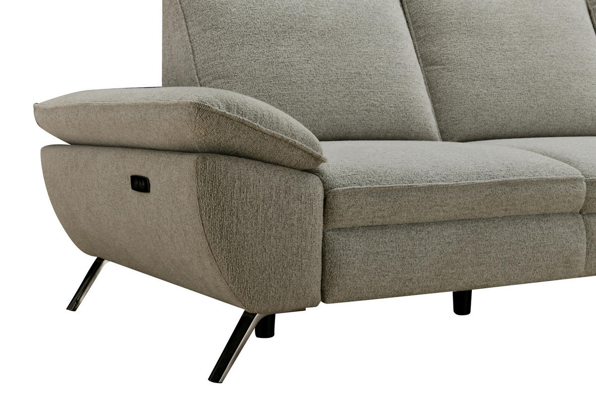 ECKSOFA Beige Webstoff  - Beige/Schwarz, MODERN, Textil/Metall (290/161cm) - Livetastic