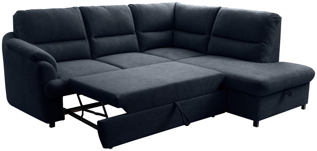ECKSOFA Dunkelblau  - Greige/Schwarz, Basics, Holz/Textil (240/200cm) - MID.YOU