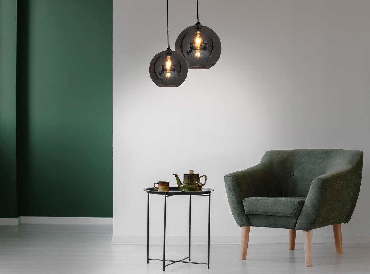 HÄNGELEUCHTE 30/130 cm  - Anthrazit/Schwarz, Design, Glas/Metall (30/130cm) - Näve