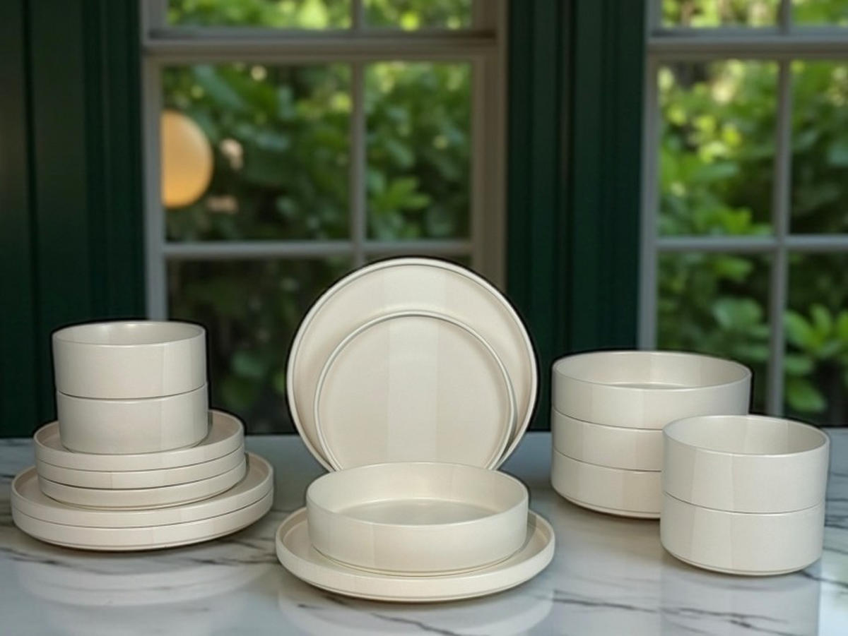 KOMBISERVICE Kyoto striscia 16-teilig  - Weiß, Trend, Keramik - Novel