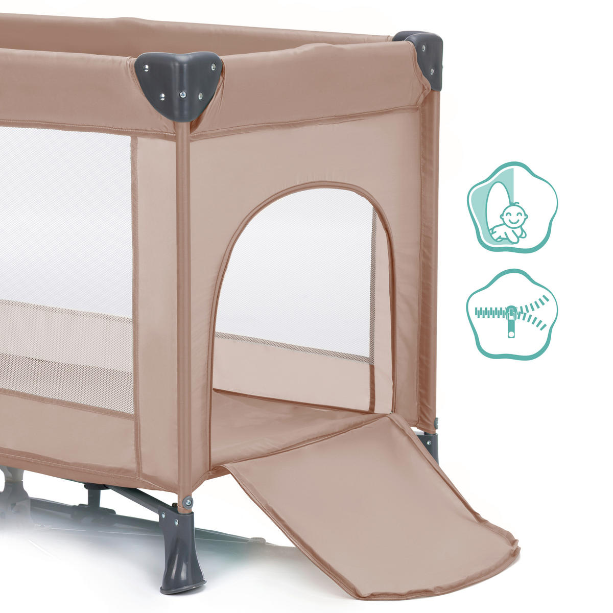 REISEBETT Beige  - Beige, Basics, Textil/Metall (120/60/76cm) - Fillikid