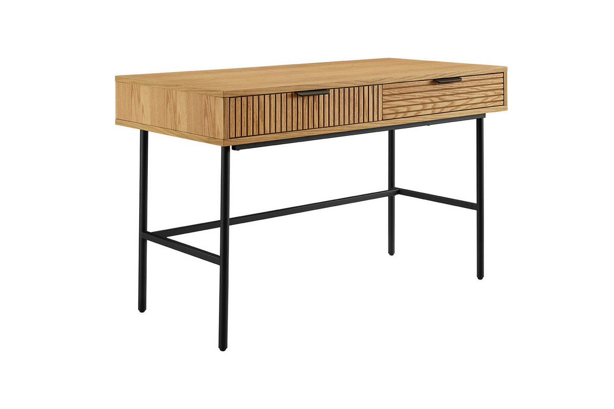 SCHREIBTISCH 120/60/75 cm, Schwarz, Eichefarben, Stauraum  - Eichefarben/Schwarz, MODERN, Holz/Holzwerkstoff (120/60/75cm) - Livetastic