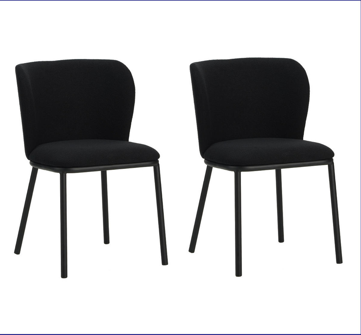 STUHL-SET 2 Stück  in Webstoff  - Schwarz, MODERN, Textil/Metall (52/80/44cm) - MID.YOU