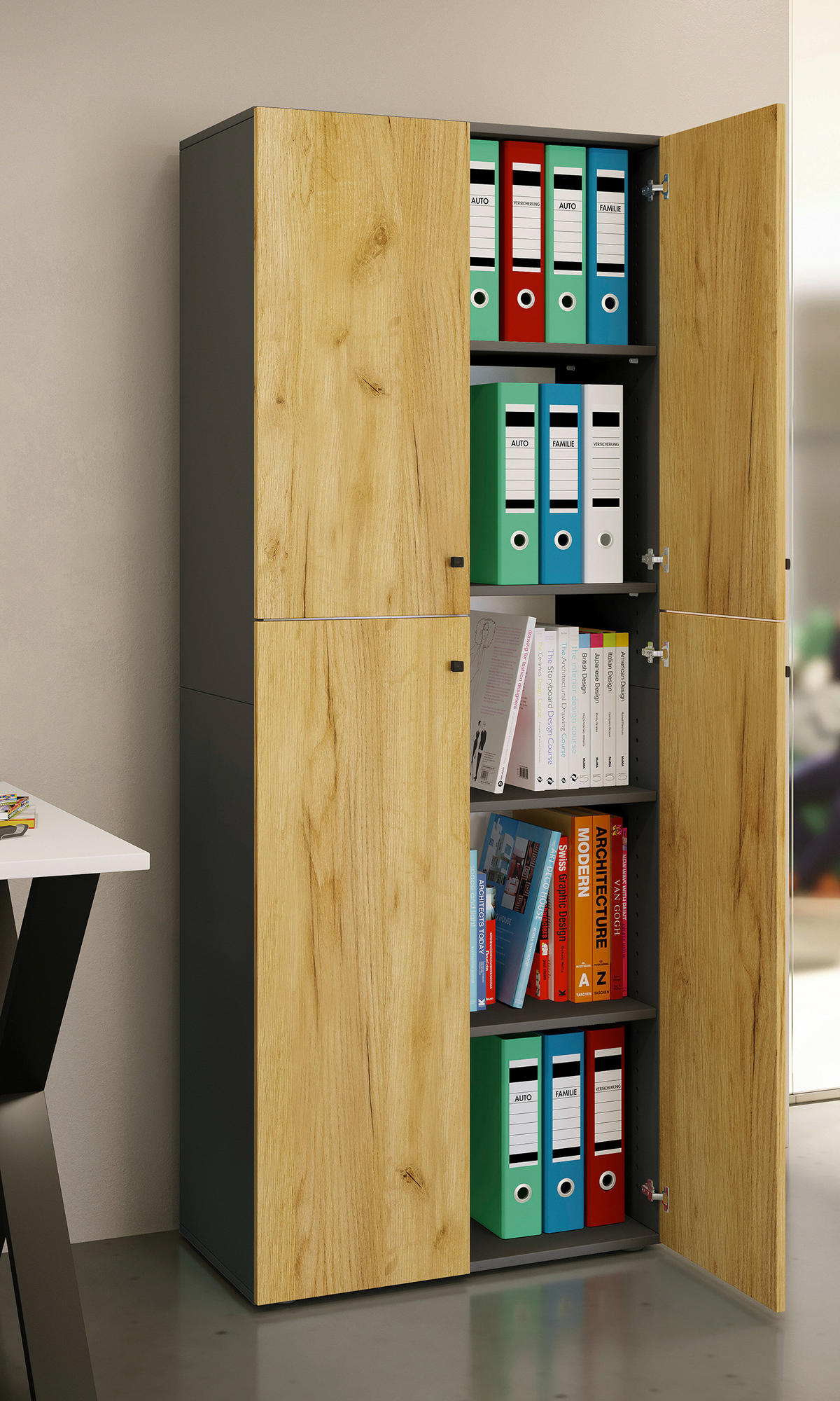 AKTENSCHRANK 70/183/39 cm  - Honigeiche/Anthrazit, Design, Holzwerkstoff (70/183/39cm) - MID.YOU