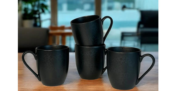 KAFFEEBECHERSET Mika black 4-teilig  - Schwarz, Trend, Keramik - Novel