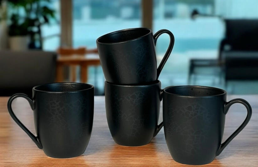 KAFFEEBECHERSET Mika black 4-teilig  - Schwarz, Trend, Keramik - Novel