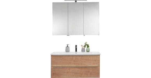 BADEZIMMER in 105 cm - Eichefarben/Weiß, KONVENTIONELL, Keramik/Holzwerkstoff (105cm) - Novel