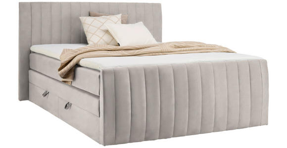 BOXSPRINGBETT 180/200 cm  in Beige  - Beige/Schwarz, KONVENTIONELL, Kunststoff/Textil (180/200cm) - Carryhome