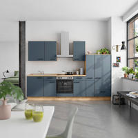 KÜCHENBLOCK Easytouch 300 cm  in Eichefarben, Dunkelblau  - Eichefarben/Schwarz, MODERN, Holzwerkstoff/Metall (300cm) - Nobilia