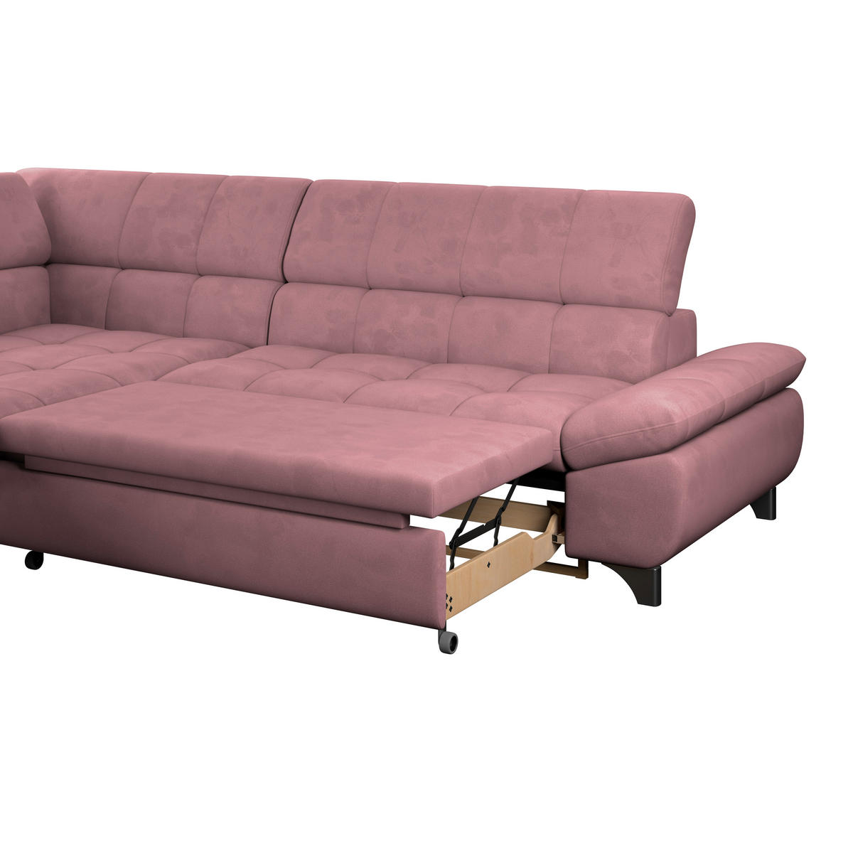 ECKSOFA Rosa Chenille  - Chromfarben/Rosa, KONVENTIONELL, Textil/Metall (234/312cm) - Livetastic