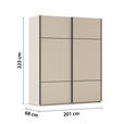 SCHWEBETÜRENSCHRANK  in Champagner  - Champagner/Schwarz, KONVENTIONELL, Holzwerkstoff/Metall (201/223/68cm) - Novel