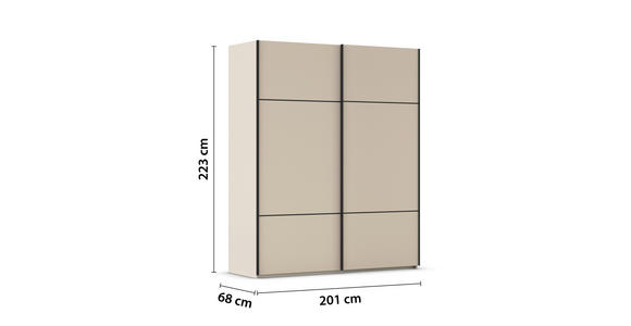 SCHWEBETÜRENSCHRANK  in Champagner  - Champagner/Schwarz, KONVENTIONELL, Holzwerkstoff/Metall (201/223/68cm) - Novel