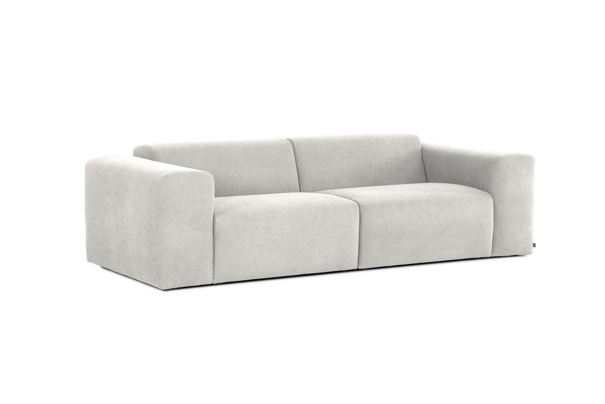 3-SITZER-SOFA MANNE Struktur Hellgrau  - Hellgrau/Schwarz, Design, Kunststoff/Textil (266/76/116cm) - MID.YOU