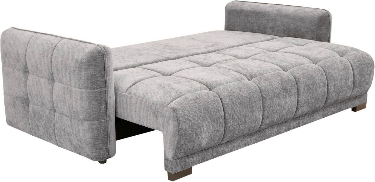 BOXSPRINGSOFA Chenille Grau  inkl. Zierkissen, Rückenkissen, Bettkasten, Schlaffunktion  - Schwarz/Grau, KONVENTIONELL, Kunststoff/Textil (235/94/103cm) - Novel