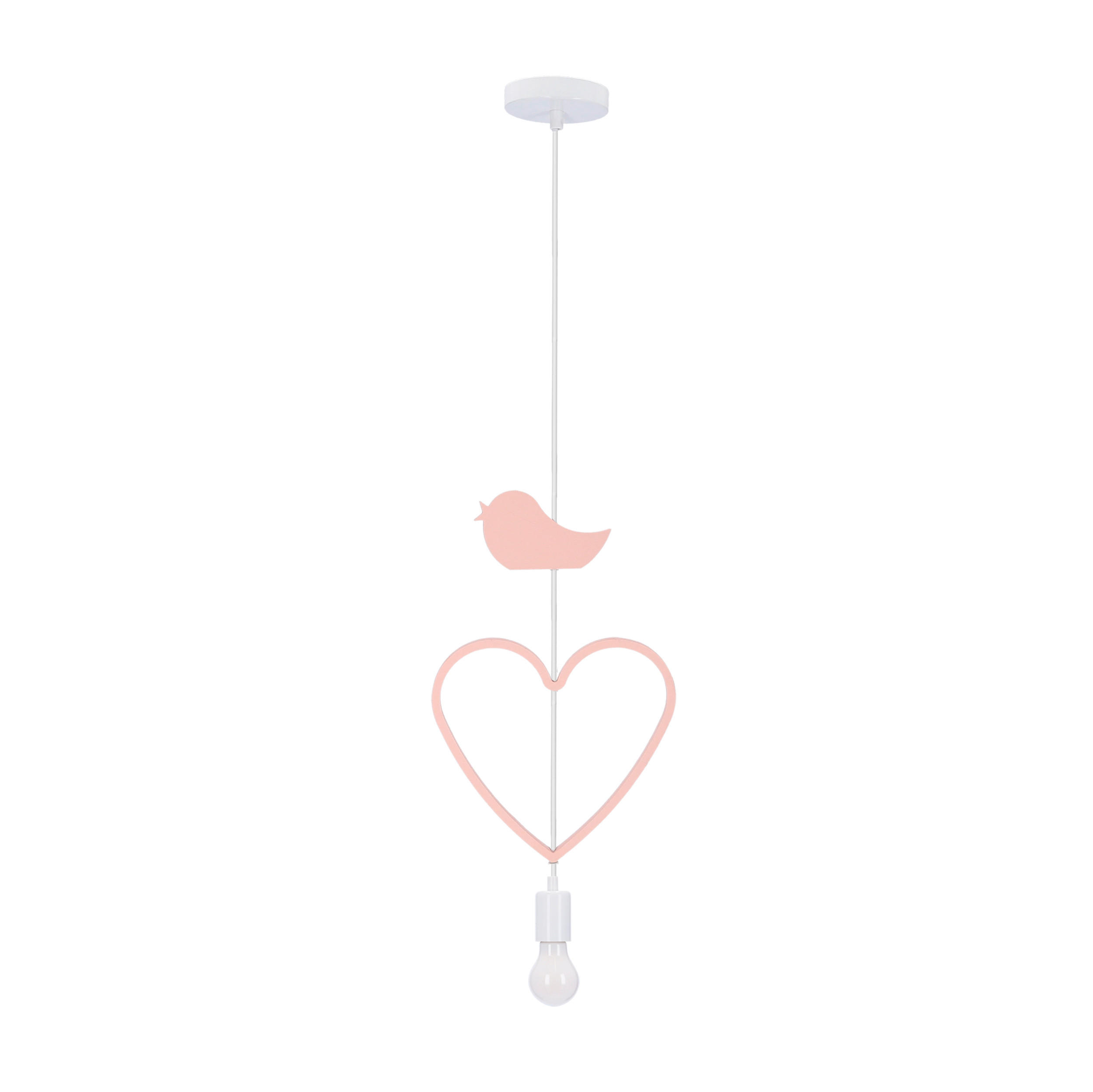 HÄNGLAMPA FÖR BARN Single 27/10/90 cm  - vit/pink, Basics, metall/trämaterial (27/10/90cm)