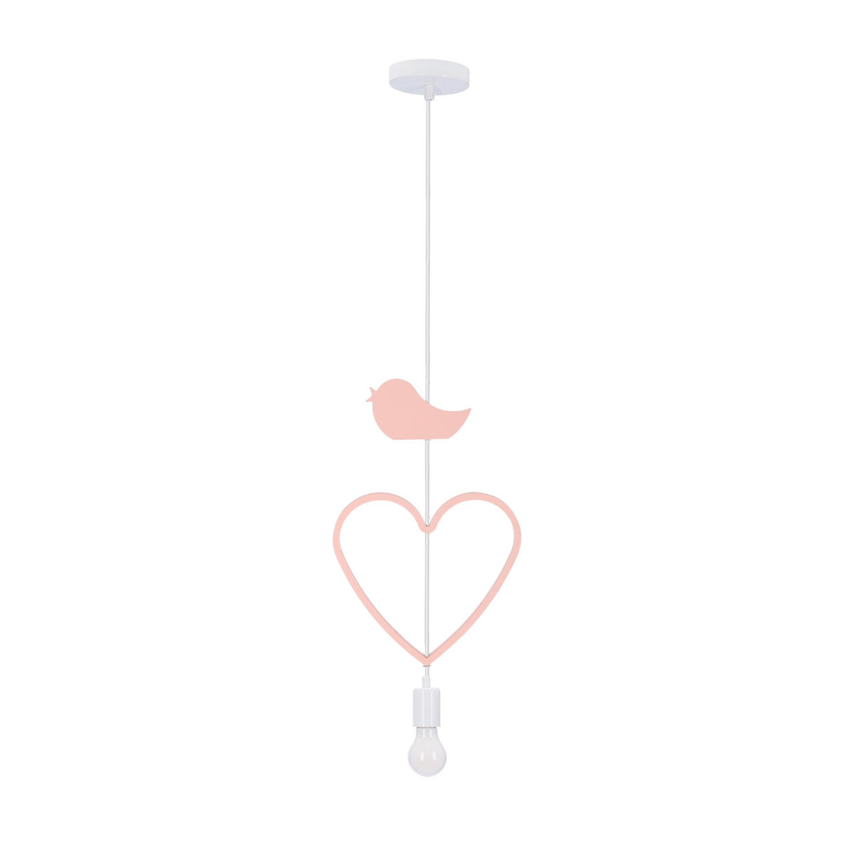 HÄNGLAMPA FÖR BARN Single 27/10/90 cm  - vit/pink, Basics, metall/trämaterial (27/10/90cm)
