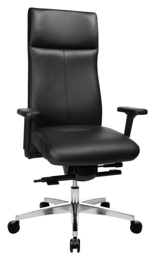 CHEFSESSEL Schwarz  - Schwarz, Design, Leder/Kunststoff (80/115-124/80cm) - Topstar