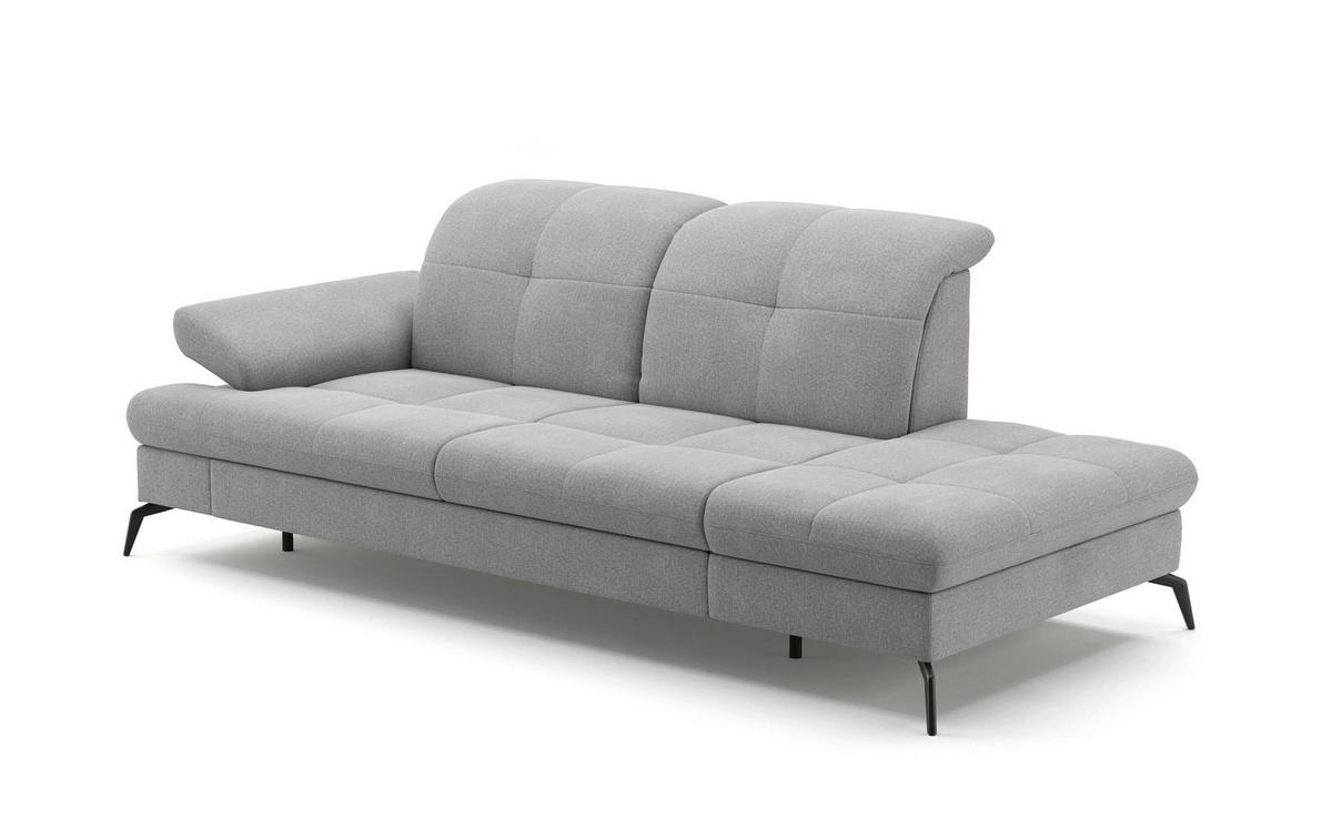 RÉCAMIERE in Flachgewebe Hellgrau  - Hellgrau/Schwarz, Konventionell, Textil/Metall (231/90/122cm) - Sit & More