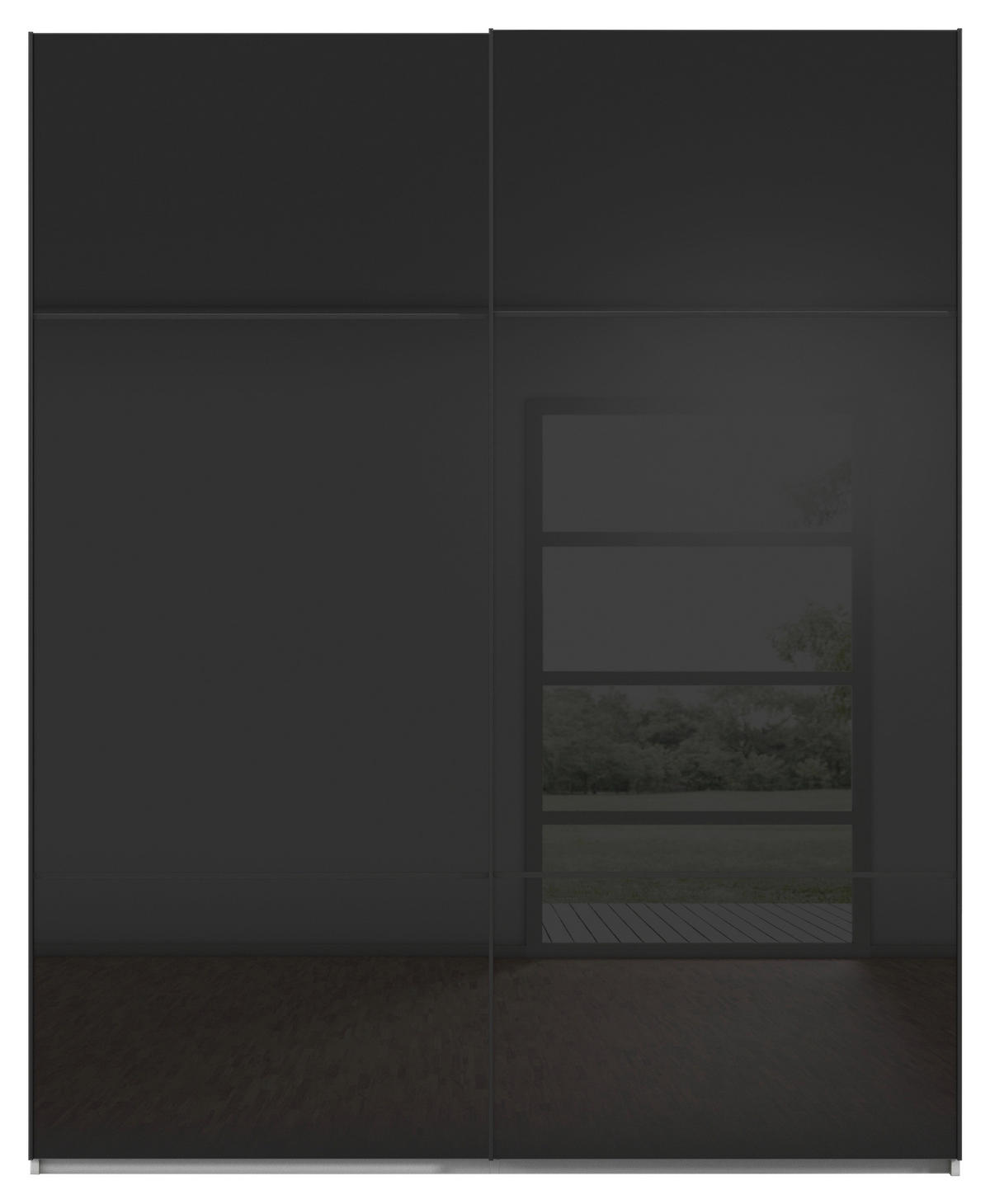SCHWEBETÜRENSCHRANK in Grau, Schwarz  - Schwarz/Grau, Konventionell, Glas/Holzwerkstoff (181/223/67cm) - Novel