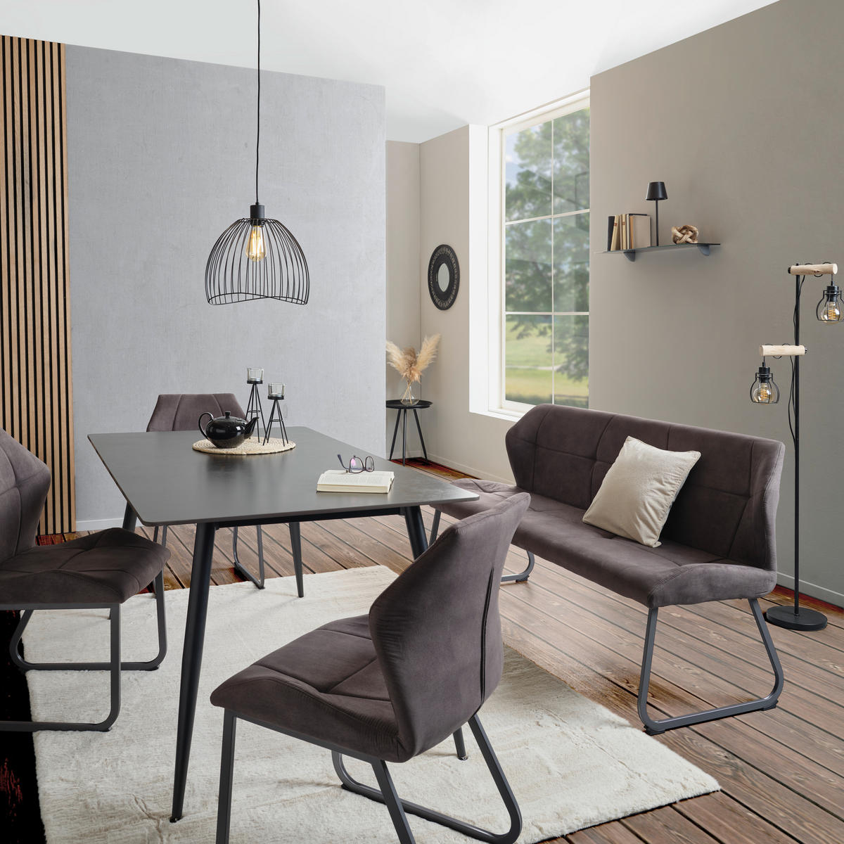 LAVICA, sivá - sivá, Modern, kov/textil (160/86/63cm) - MID.YOU