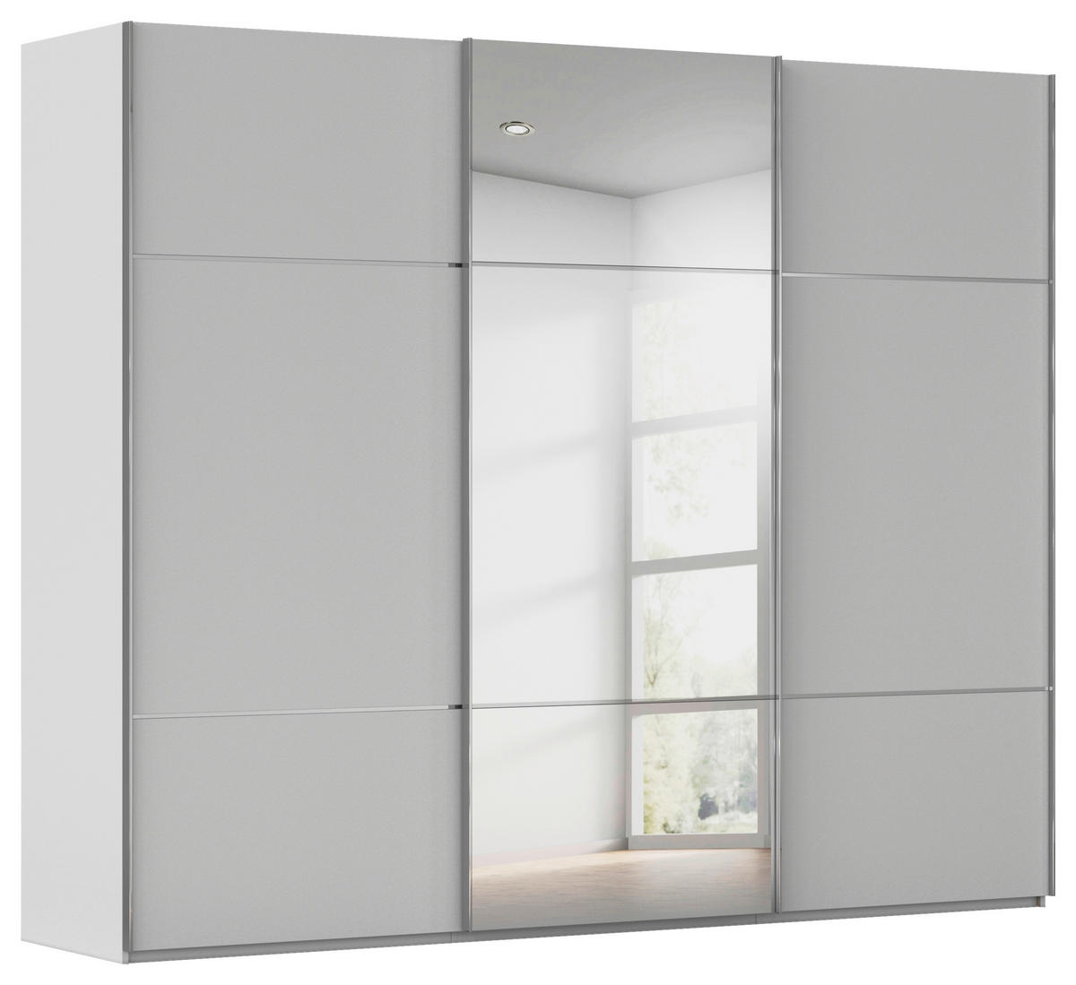 SCHWEBETÜRENSCHRANK 271/223/68 cm 3-türig Grau  - Chromfarben/Grau, KONVENTIONELL, Glas/Holzwerkstoff (271/223/68cm) - Novel