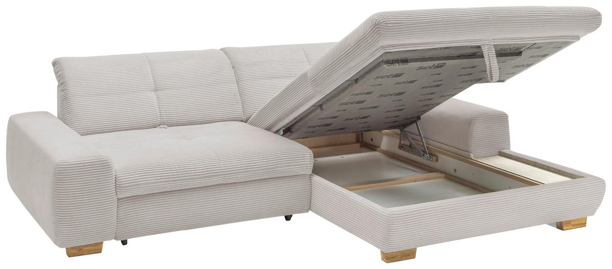 ECKSOFA Hellgrau Cord  - Eichefarben/Hellgrau, Design, Holz/Textil (276/198cm) - SetOne by Musterring