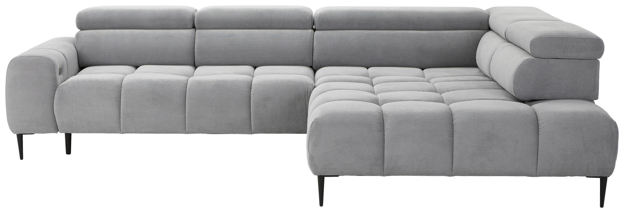 SJEDEĆA GARNITURA tekstil  siva   - siva/crna, Moderno, tekstil/metal (216/300cm) - Modern Living