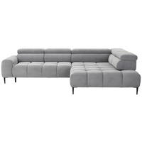 WOHNLANDSCHAFT Grau Cord  - Schwarz/Grau, MODERN, Textil/Metall (300/216cm) - Welnova